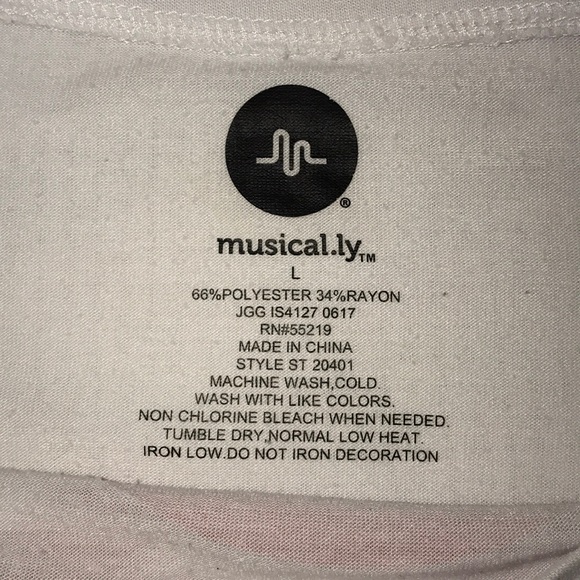 Metallic red and white Musical.ly shirt. - Picture 3 of 3